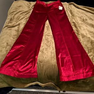 NWT Free People Walk With You Velvet Flare Trousers Cherry Juice Red size 4